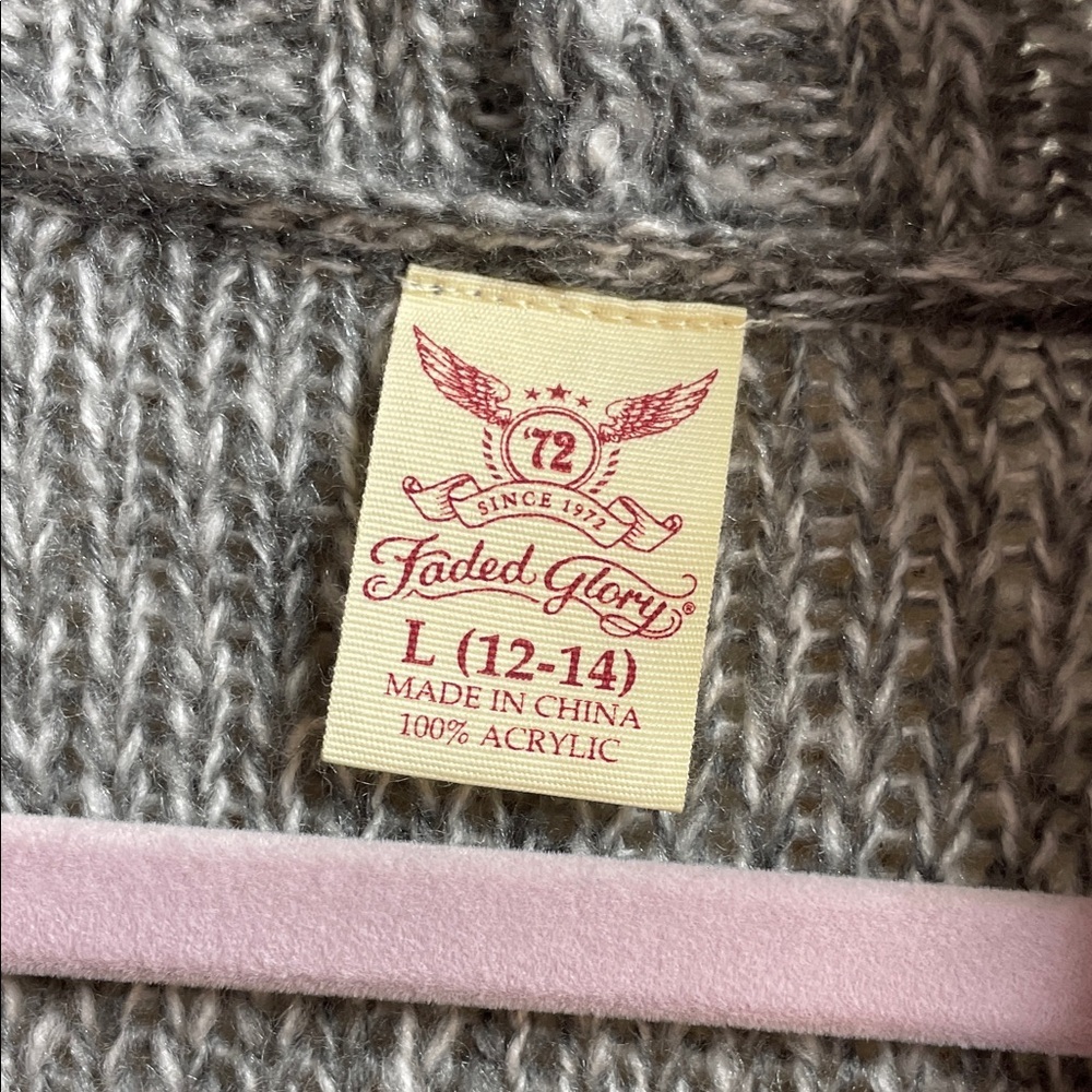 Faded Glory Women's Gray Cable Knit Cardigan - Picture 2 of 8